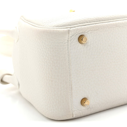Hermes Taurillon Clemence Mini Lindy 20 New White 9 of 10