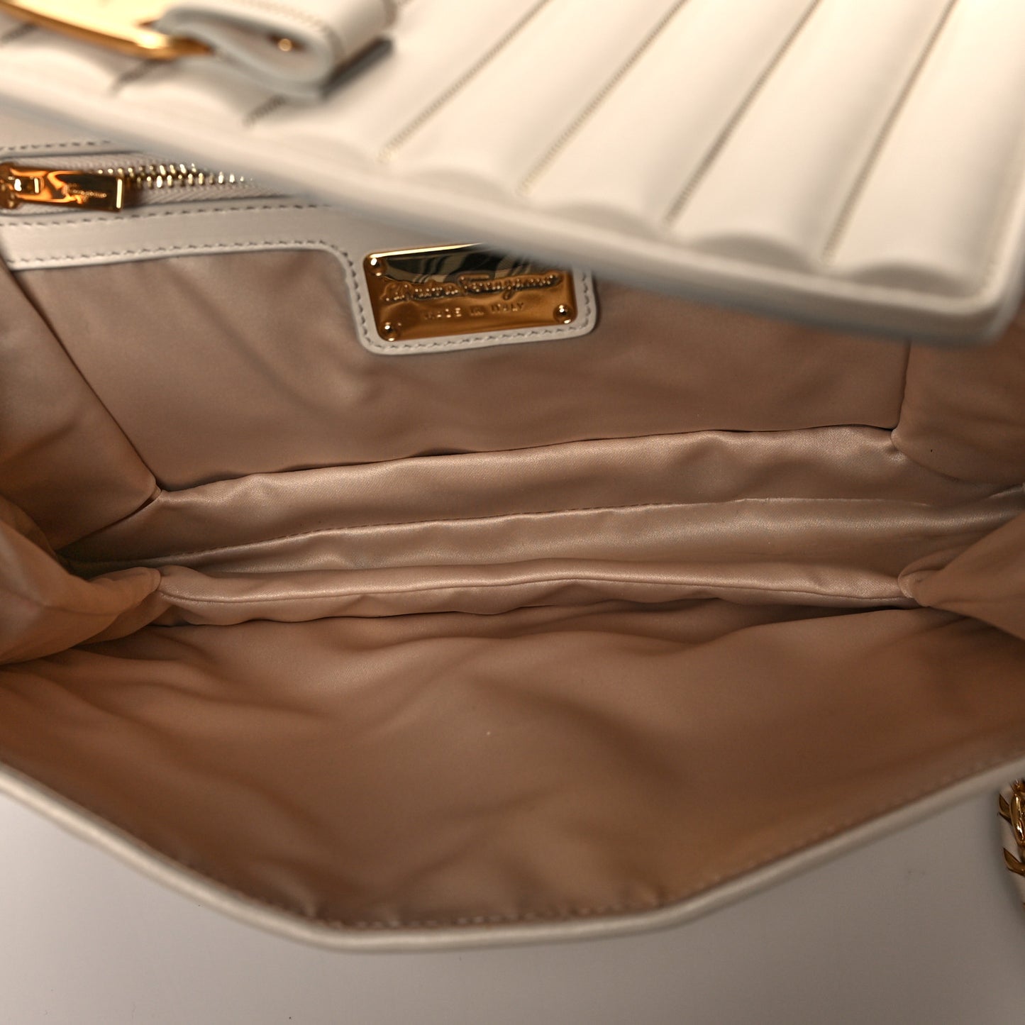 Nappa Vertical Quilted Ginny Shoulder Bag White