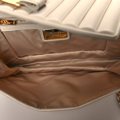 Salvatore Ferragamo Nappa Vertical Quilted Ginny Shoulder Bag White 5 of 12