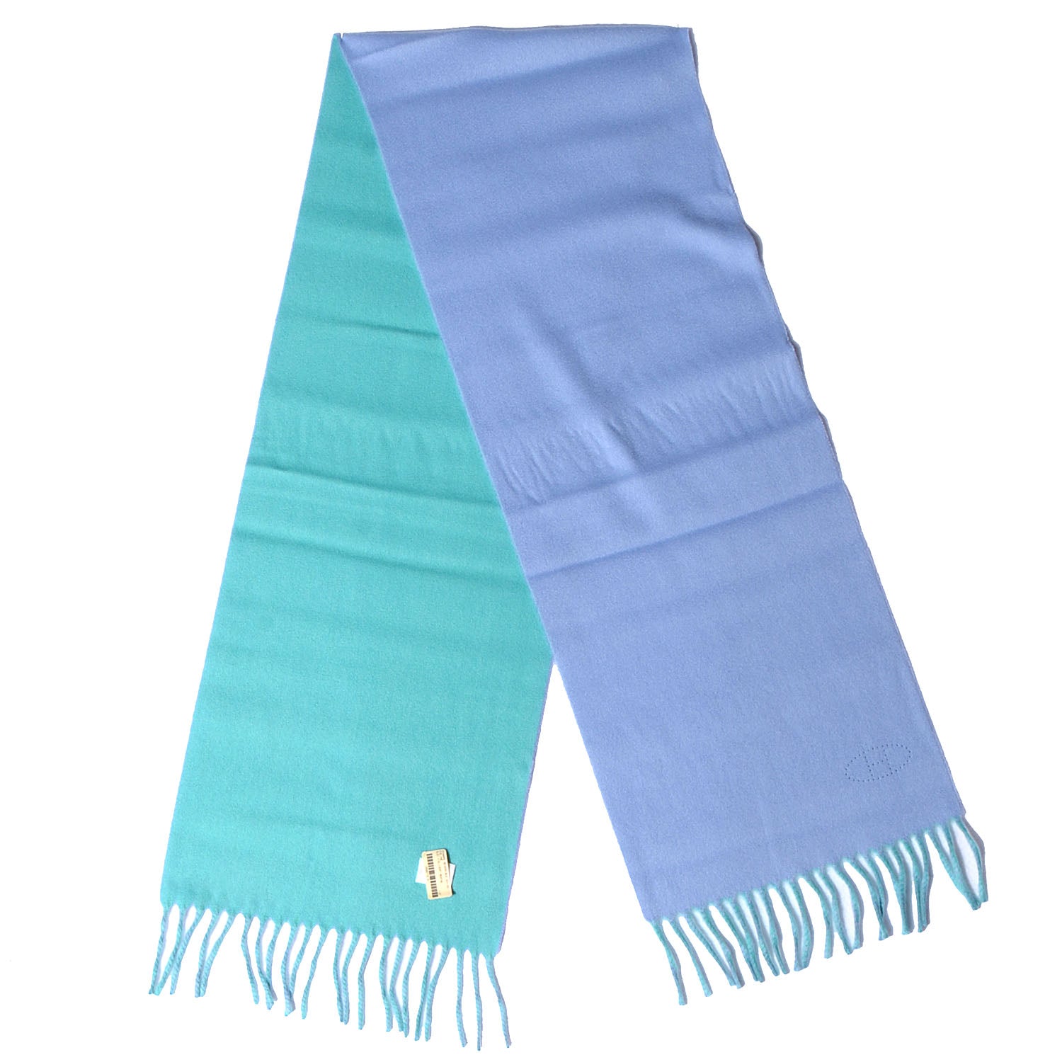 Hermes Cashmere Reversible Evelyne Scarf Bleu Ciel and Vert Menthe 3 of 6