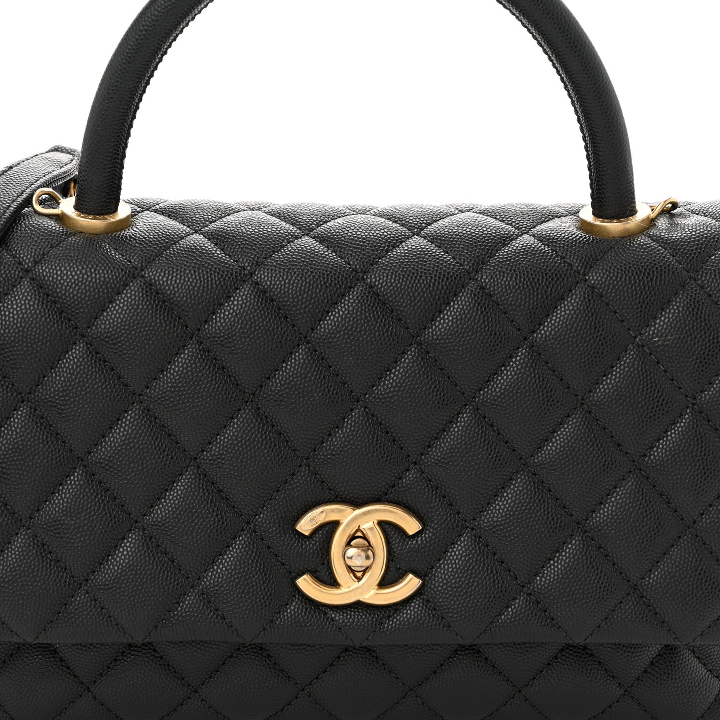 Caviar Quilted Small Coco Handle Flap Black