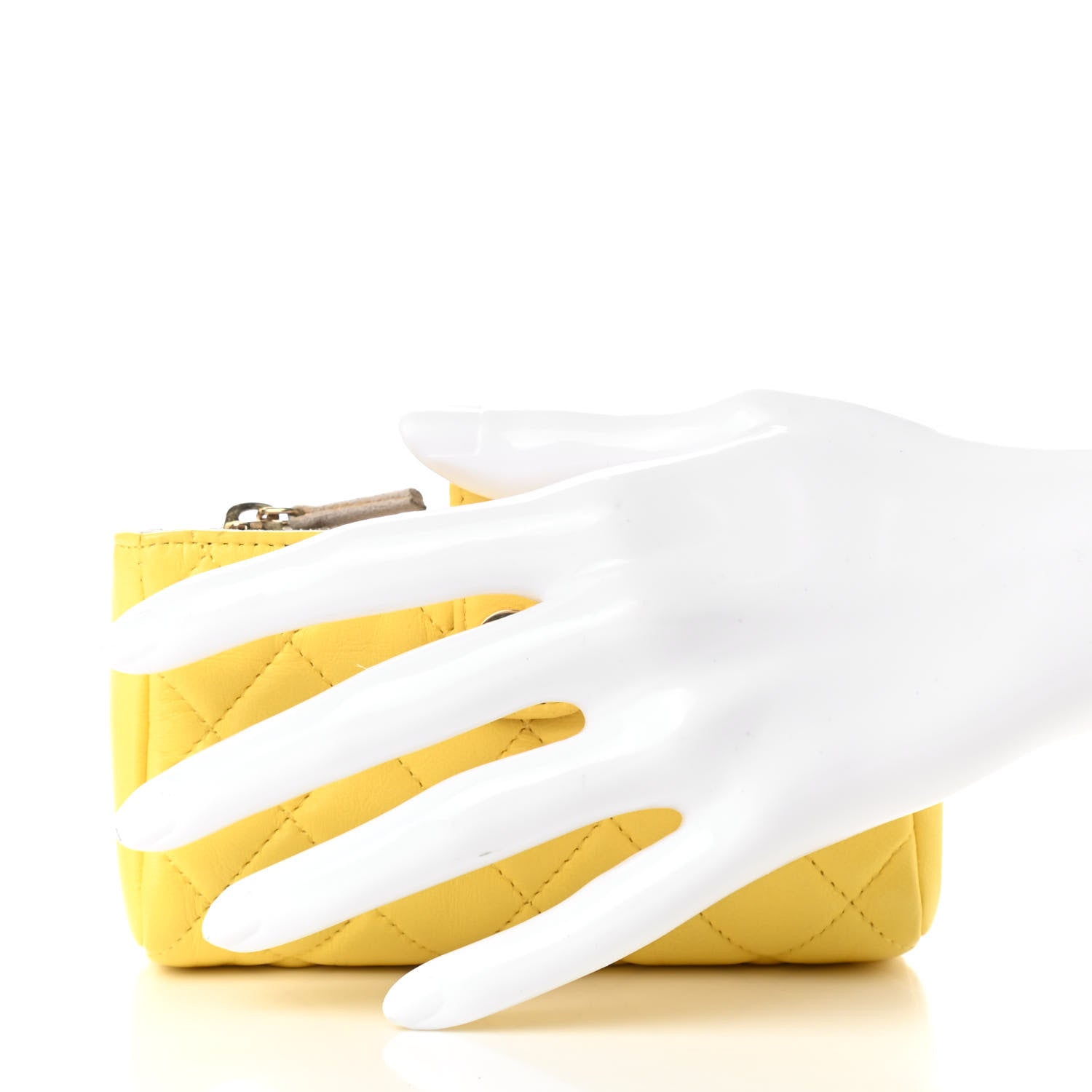 Chanel Calfskin Quilted Zipped Pocket Wallet Yellow 2 of 7