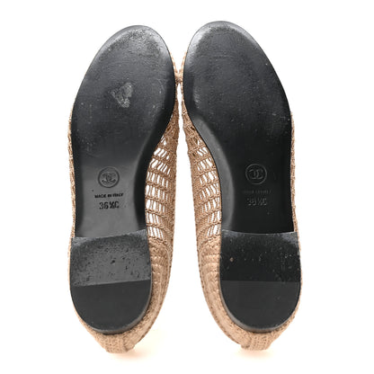 Chanel Raffia Cap Toe Ballerina Flats 36.5 Beige 6 of 8