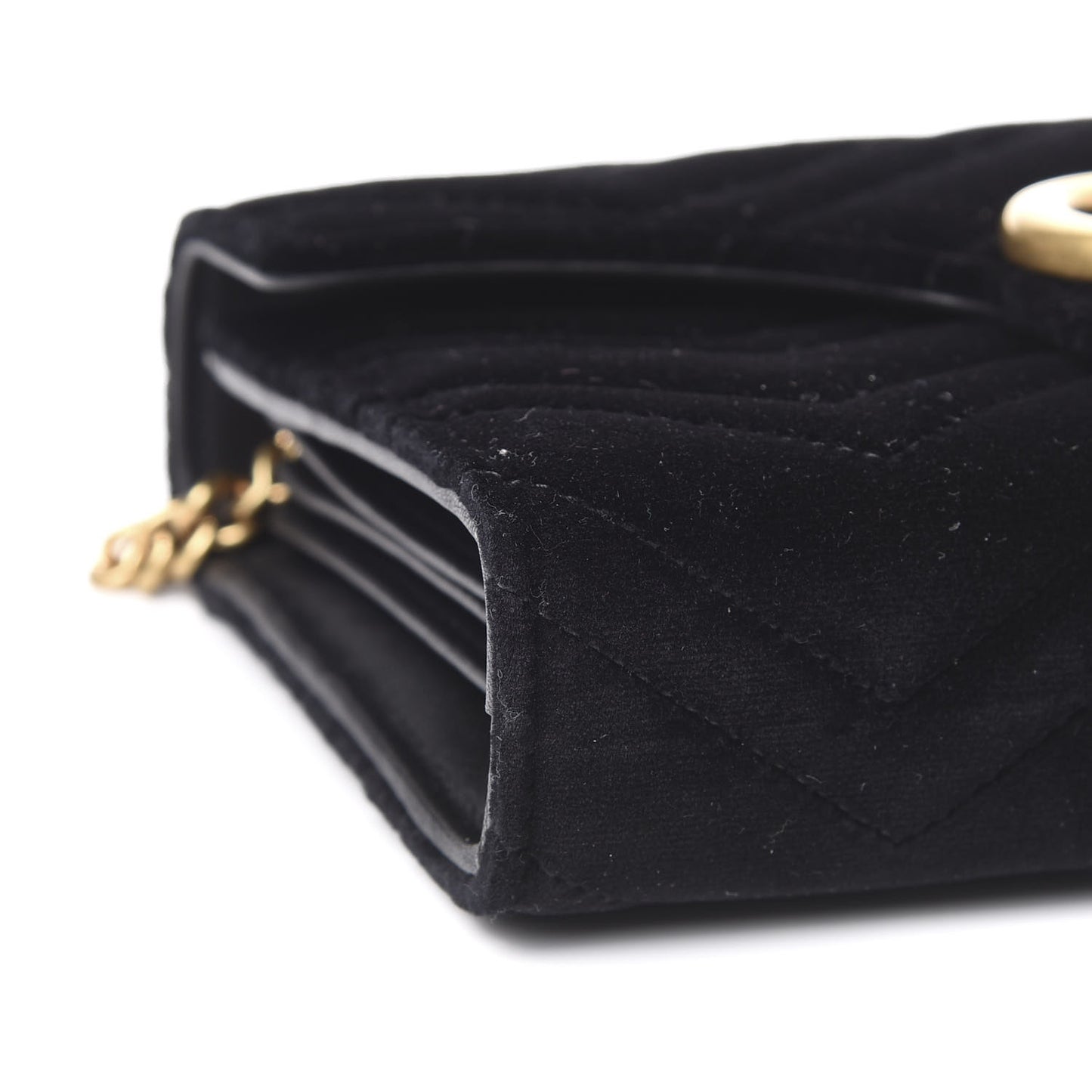 Velvet Matelasse GG Marmont Chain Wallet Black