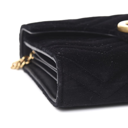 Gucci Velvet Matelasse GG Marmont Chain Wallet Black 8 of 10
