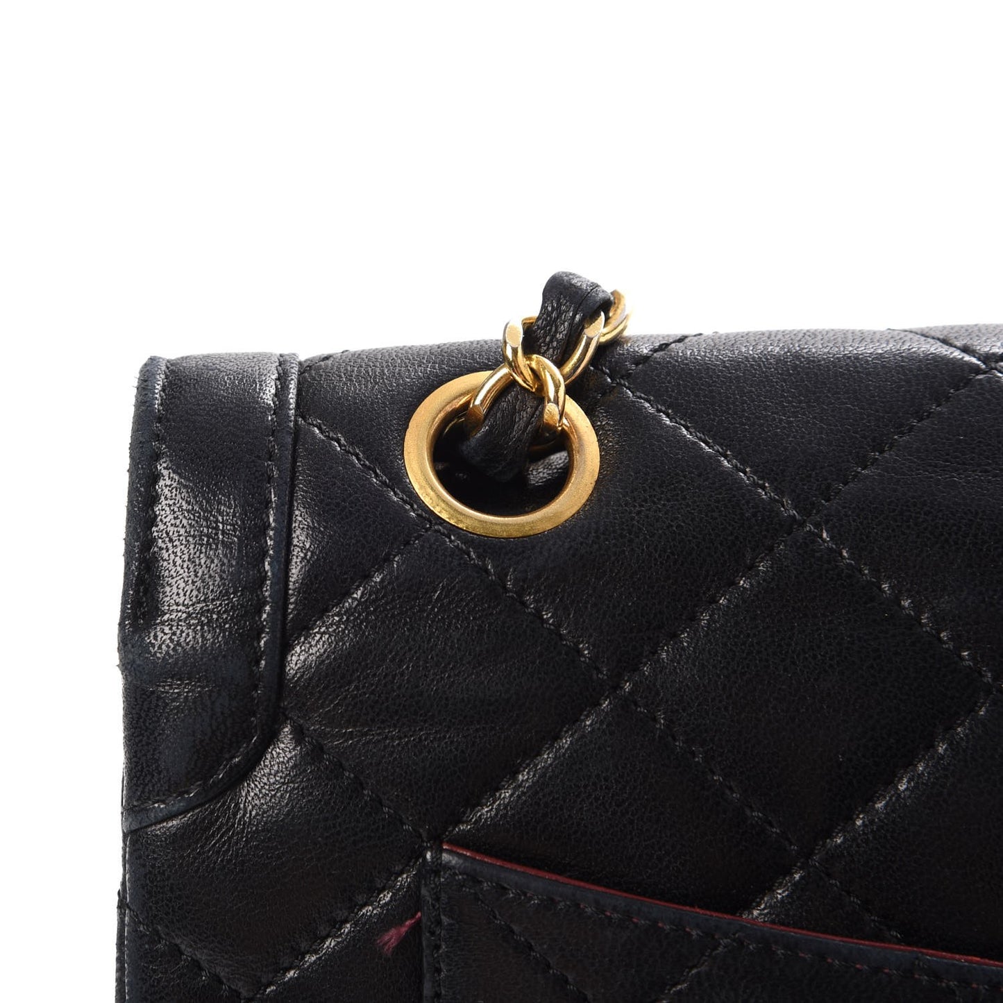 Lambskin Quilted Medium Double Flap Black