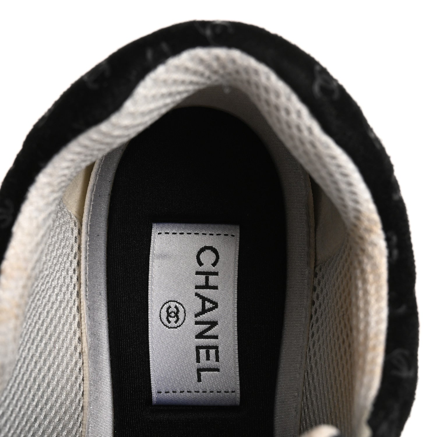 Chanel Suede Calfskin Printed CC Sneakers 38.5 Black 7 of 12