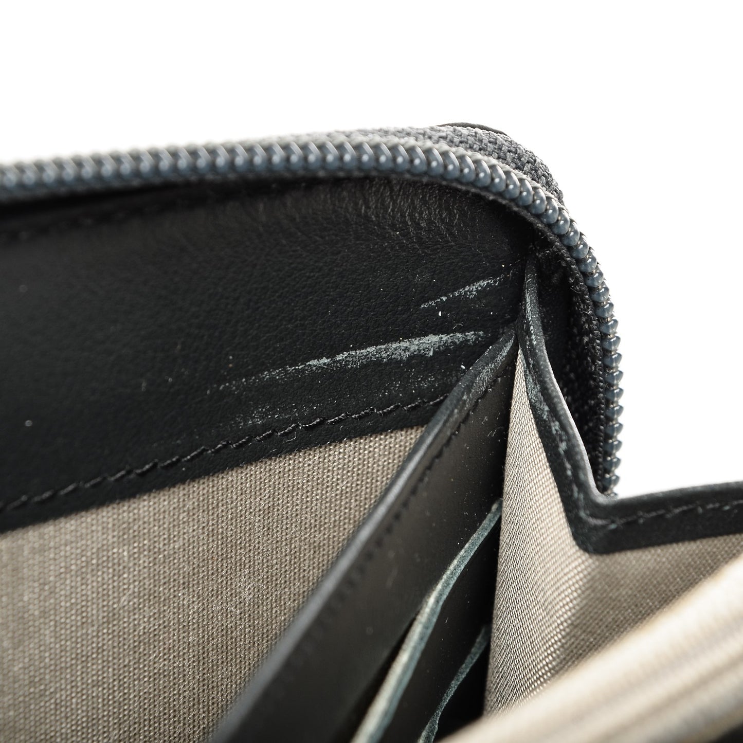 Glazed Calfskin Boy Zip Around Wallet Grey