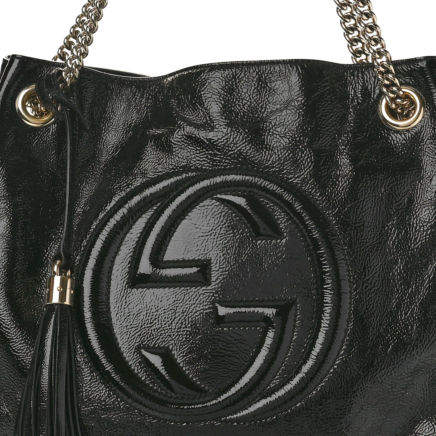 Gucci Patent Medium Soho Chain Shoulder Bag Black 8 of 11