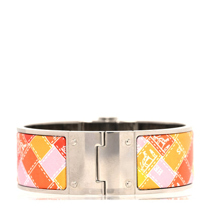 Hermes Enamel Printed Wide Bolduc Au Carre Hinged Bracelet S 3 of 6