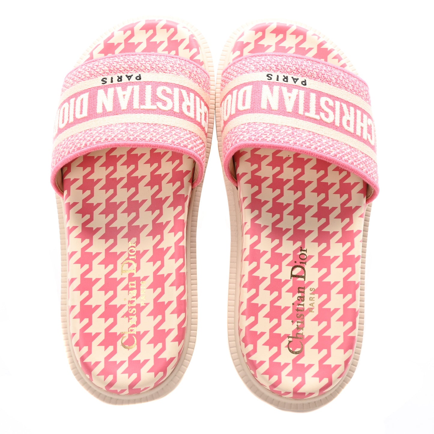 Micro PDP Cotton Houndstooth Embroidered Dway 10mm Slide Sandals 36.5 Peony
