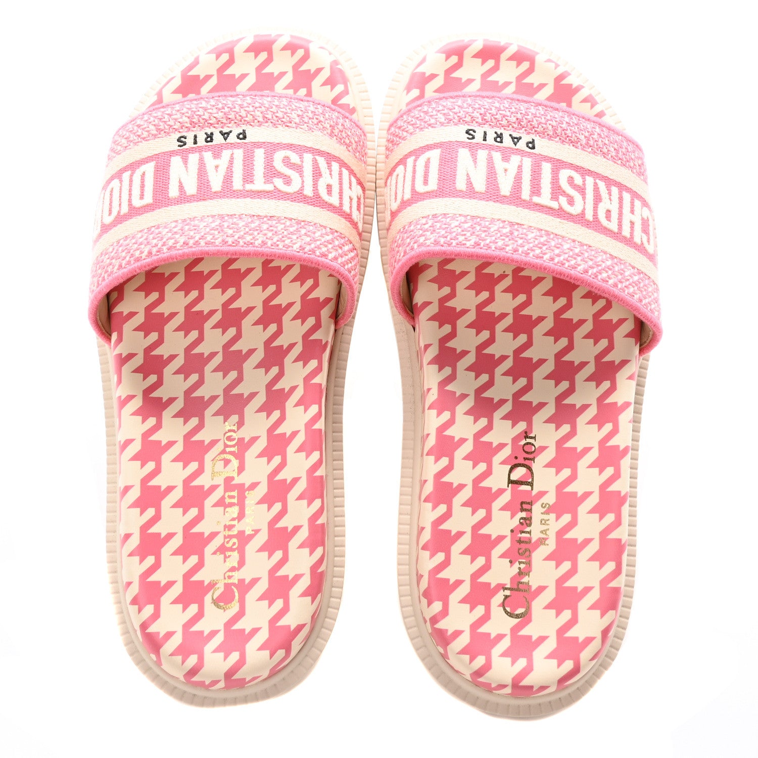 Christian Dior Micro PDP Cotton Houndstooth Embroidered Dway 10mm Slide Sandals 36.5 Peony 2 of 8