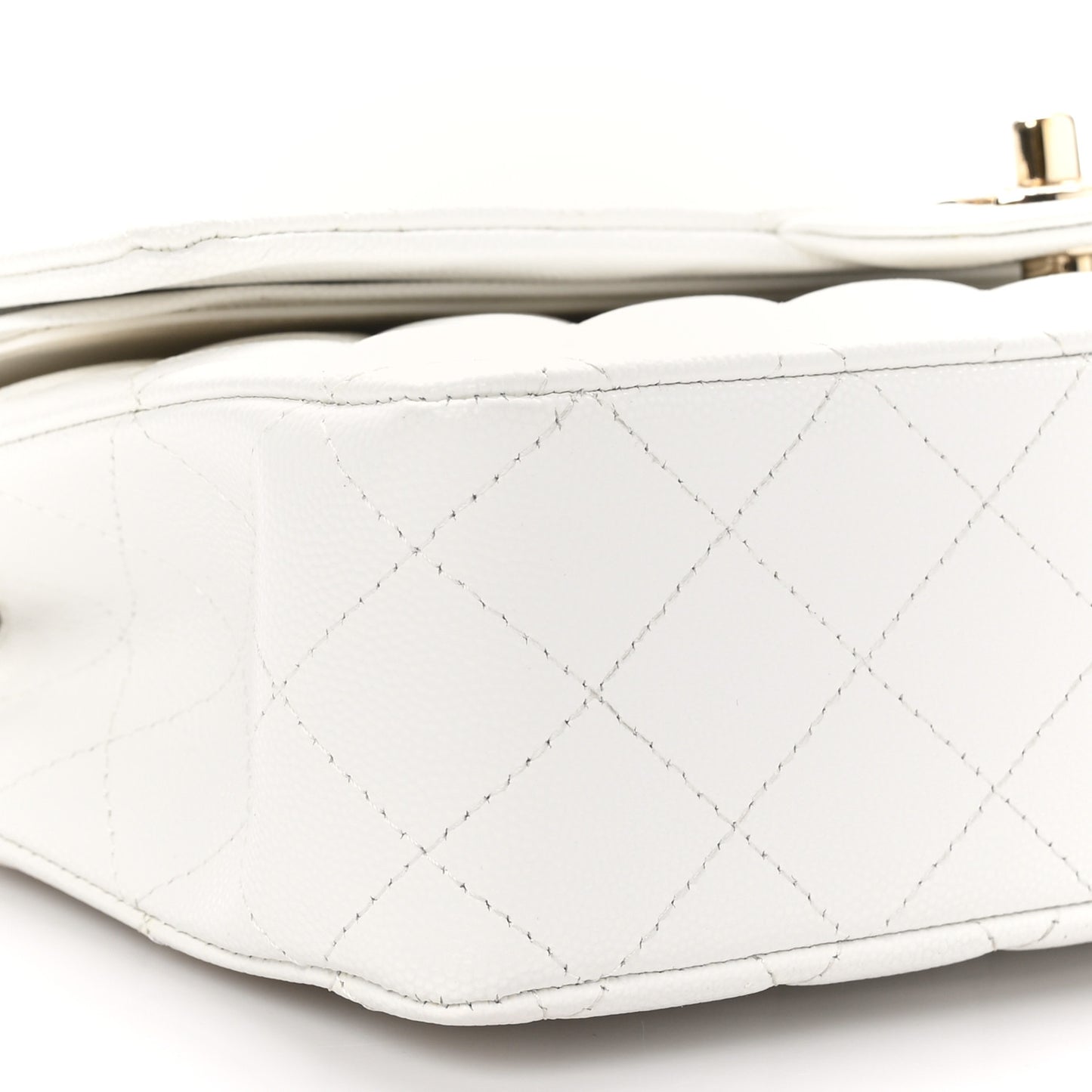 Caviar Quilted Medium Double Flap White