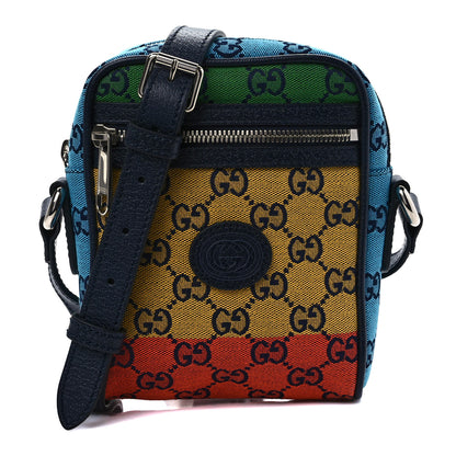 Gucci Monogram Multicolor Mini Retro Interlocking G Messenger Blue Rainbow Light Blue 1 of 9