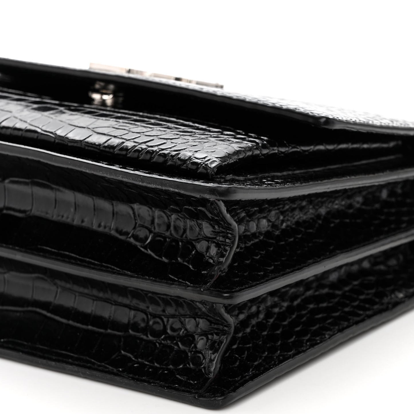 Calfskin Crocodile Embossed Medium Monogram Sunset Black