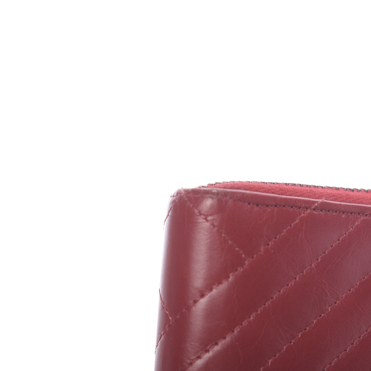 Chanel Glazed Calfskin Coco Boy Large Gusset Zip Around Wallet Red 12 of 13