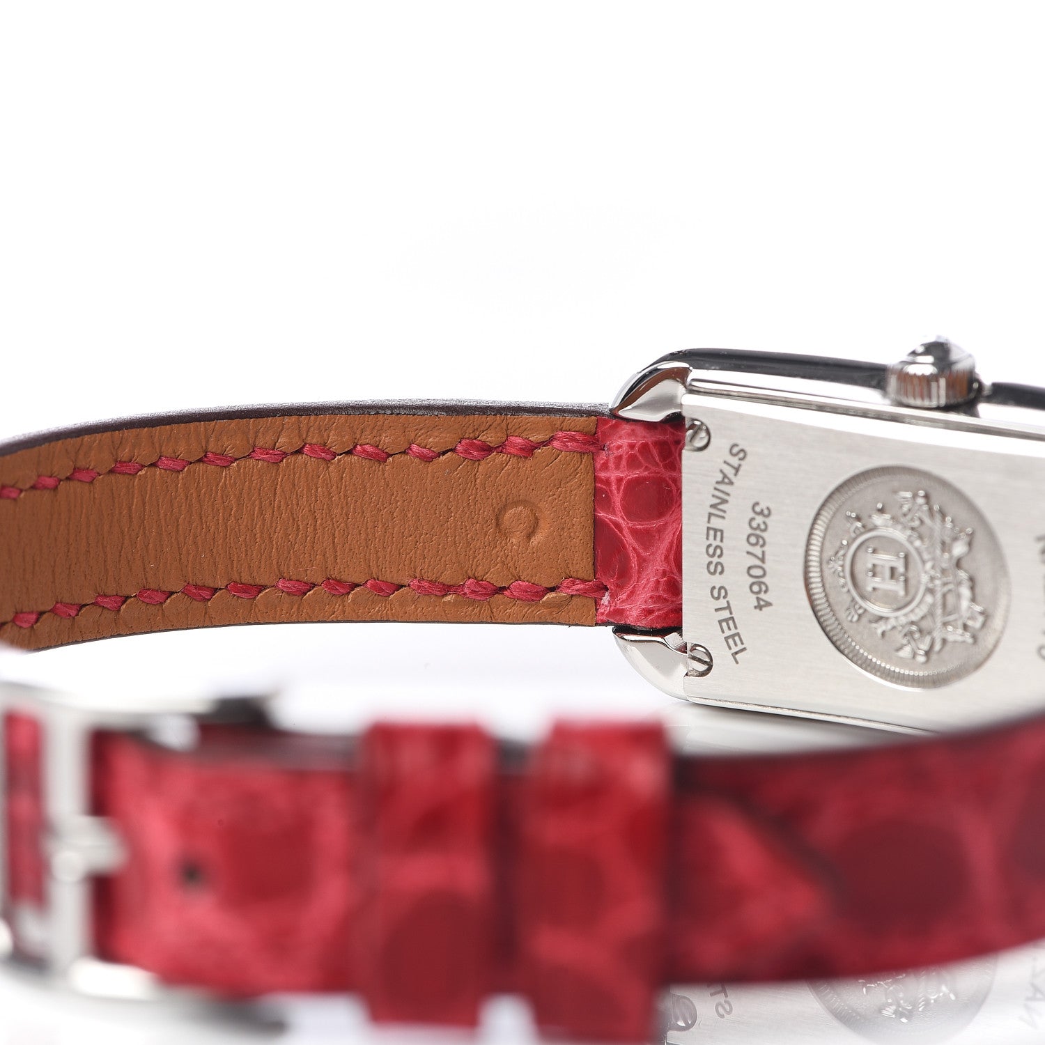 Hermes Stainless Steel Alligator 17mm Nantucket Quartz Watch Braise 6 of 9
