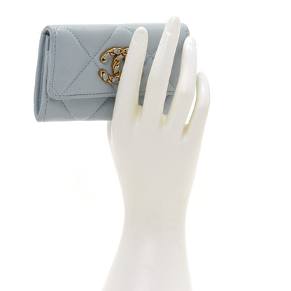Chanel Lambskin Quilted Chanel 19 Flap Card Holder Light Blue 2 of 14