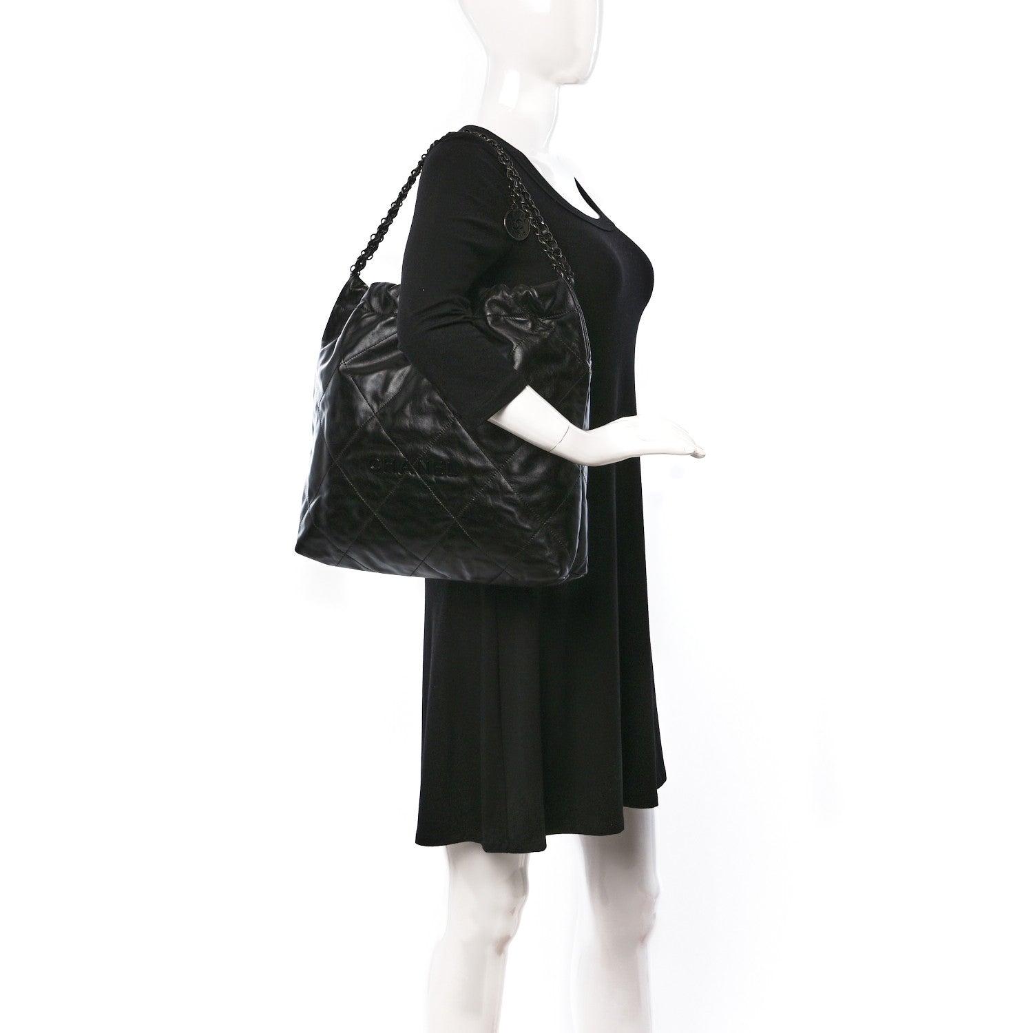 Chanel Shiny Calfskin Quilted Chanel 22 So Black 2 of 10