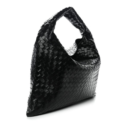 Bottega Veneta Calfskin Intrecciato Large Hop Black Black 2 of 10