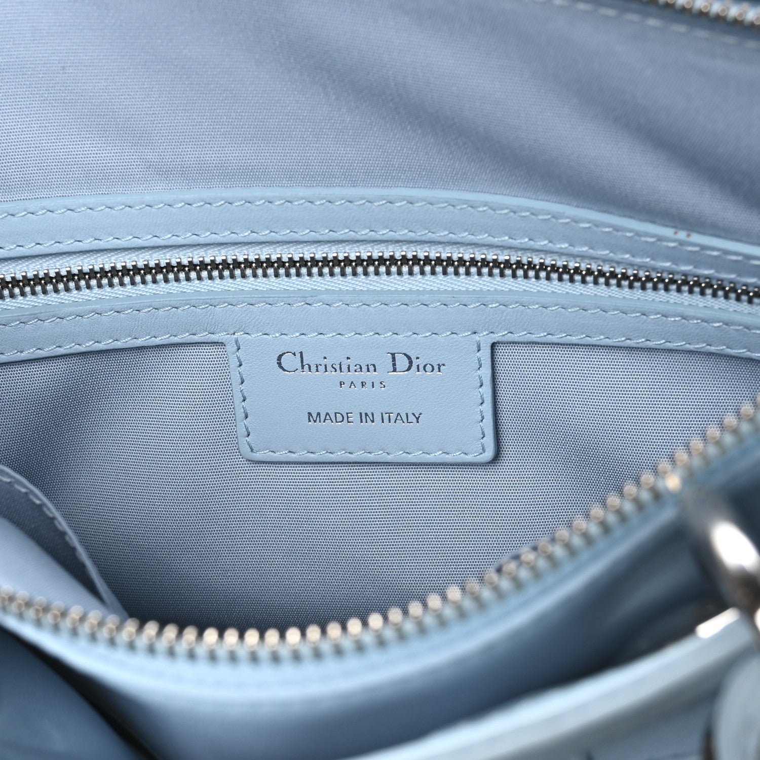 Christian Dior Lambskin Cannage Granville Polochon Light Blue 6 of 10
