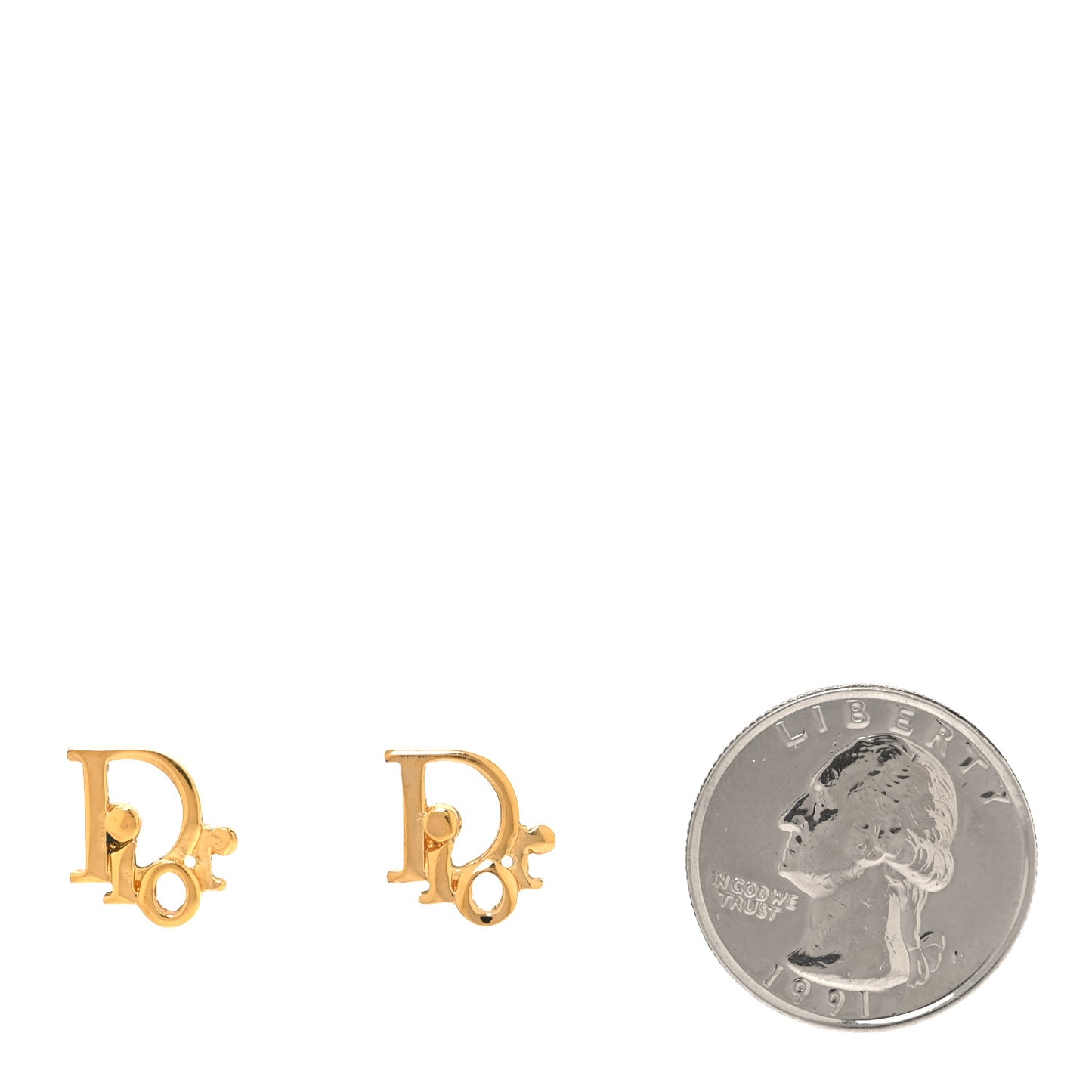 Metal Logo Stud Earrings Gold