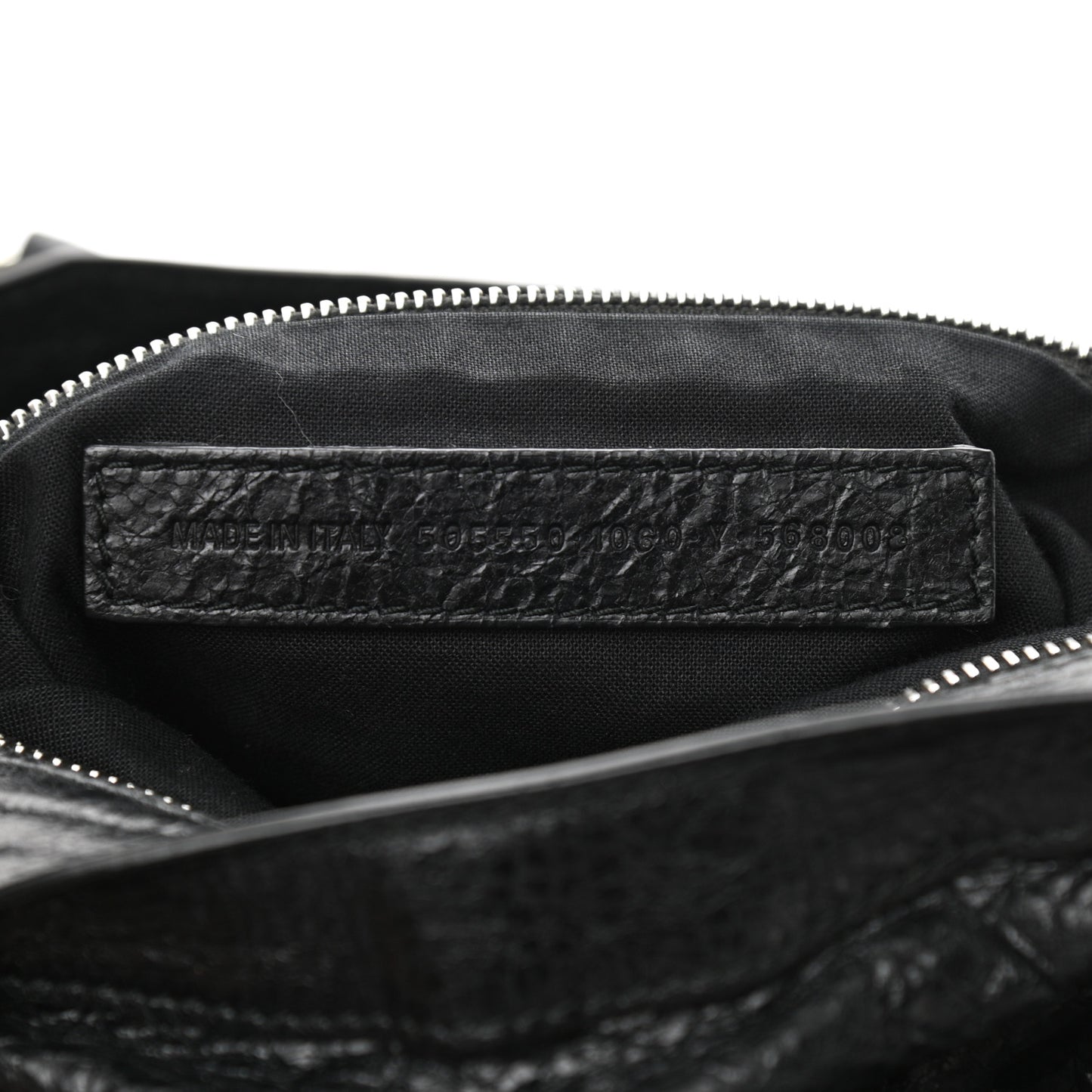 Agneau Classic Silver Hardware City Logo Strap Black White