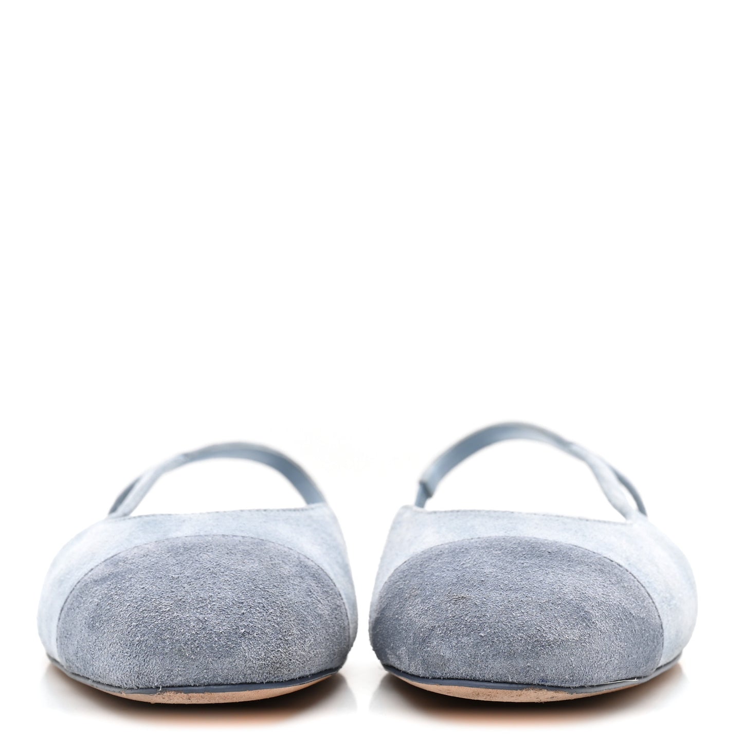 Suede Cap Toe CC Coco Slingback Pumps 37.5 Light Blue Dark Blue