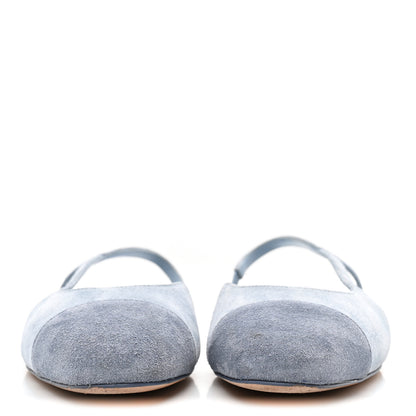 Chanel Suede Cap Toe CC Coco Slingback Pumps 37.5 Light Blue Dark Blue 3 of 10