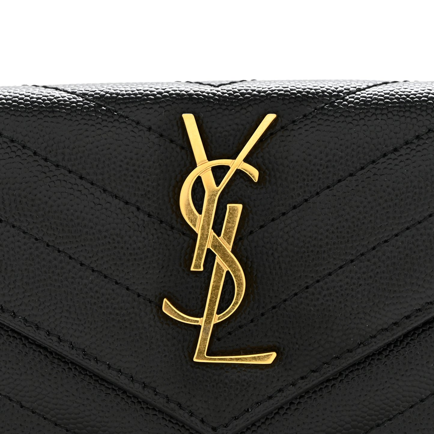 Grain De Poudre Matelasse Chevron Small Monogram Envelope Wallet Black