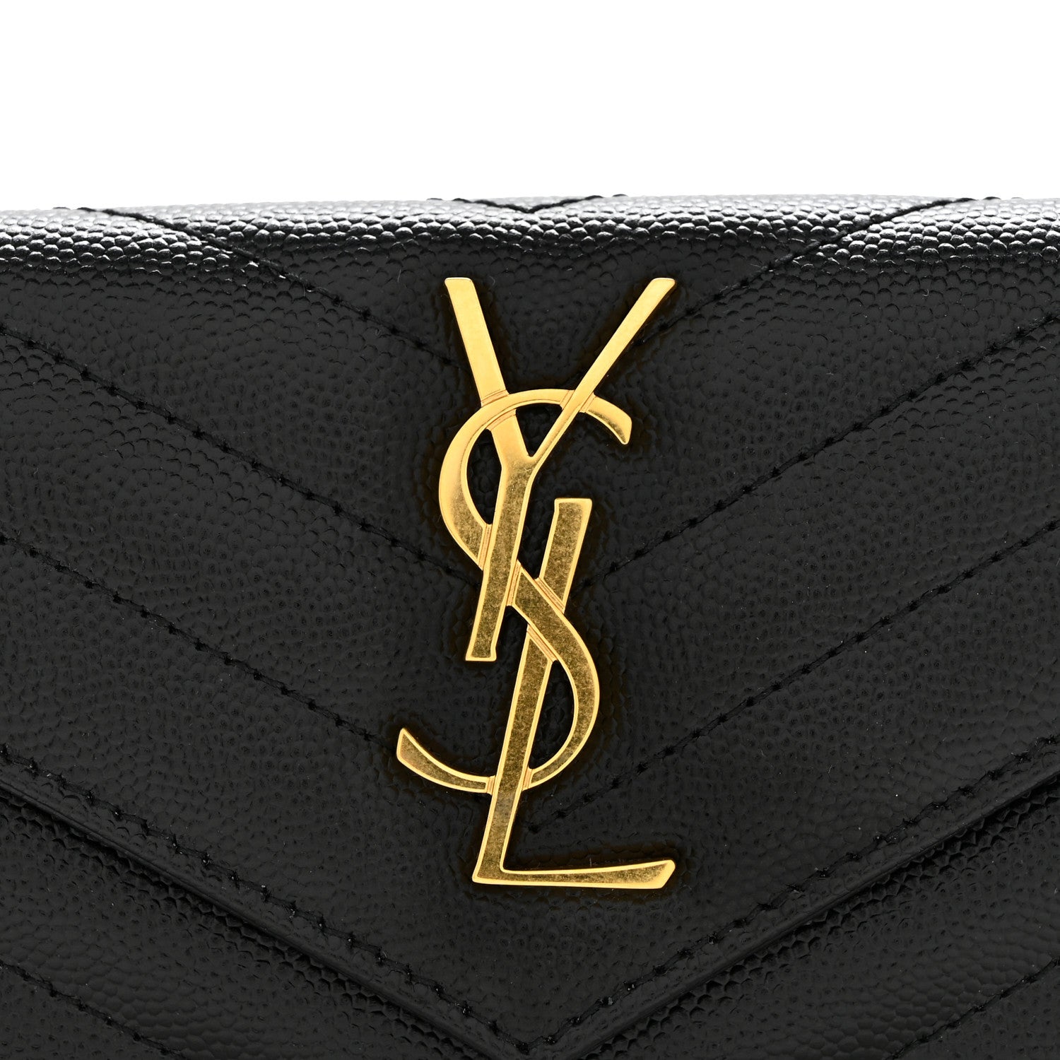 Saint Laurent Grain De Poudre Matelasse Chevron Small Monogram Envelope Wallet Black 8 of 9