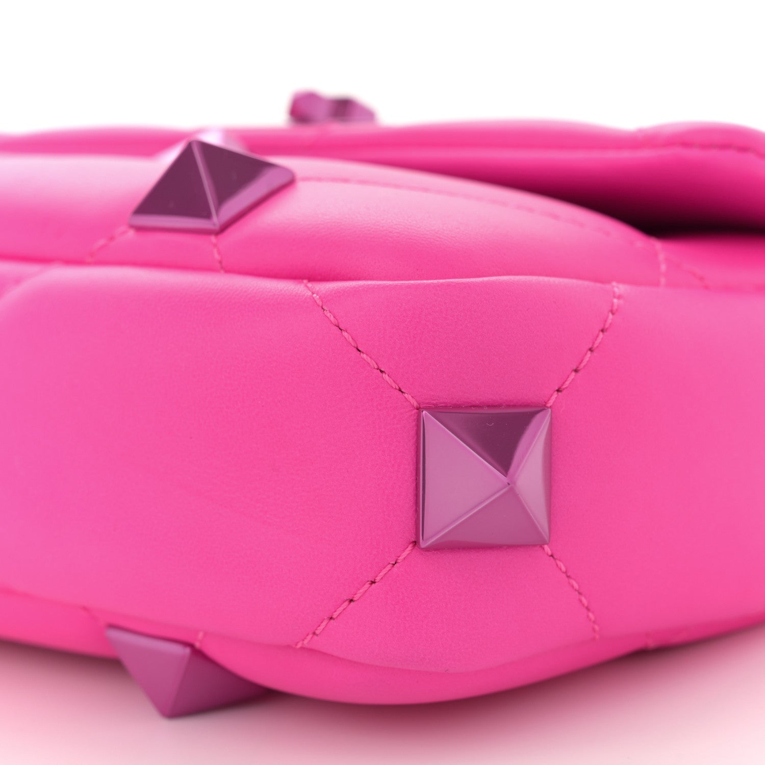 Valentino Garavani Nappa Lacquer Monochrome Small Roman Stud Shoulder Bag Pink PP 9 of 9