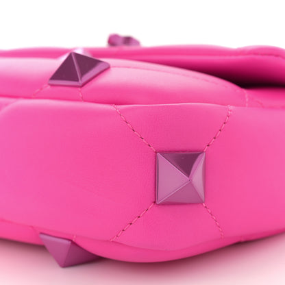 Valentino Garavani Nappa Lacquer Monochrome Small Roman Stud Shoulder Bag Pink PP 9 of 9