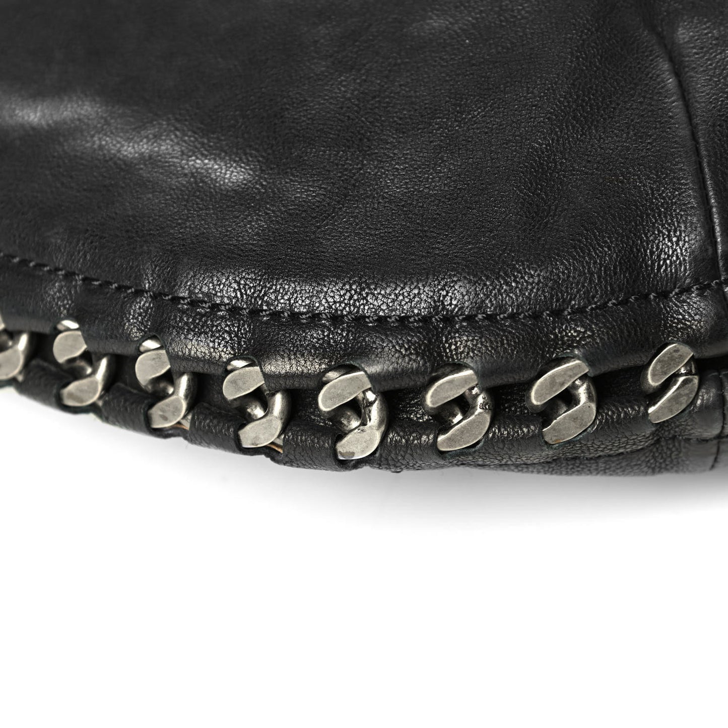 Calfskin Modern Chain Hobo Black
