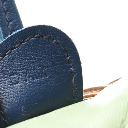 Hermes Milo Lambskin Grigri Rodeo Horse Bag Charm PM Vert Criquet Sesame Bleu de Malte 4 of 4