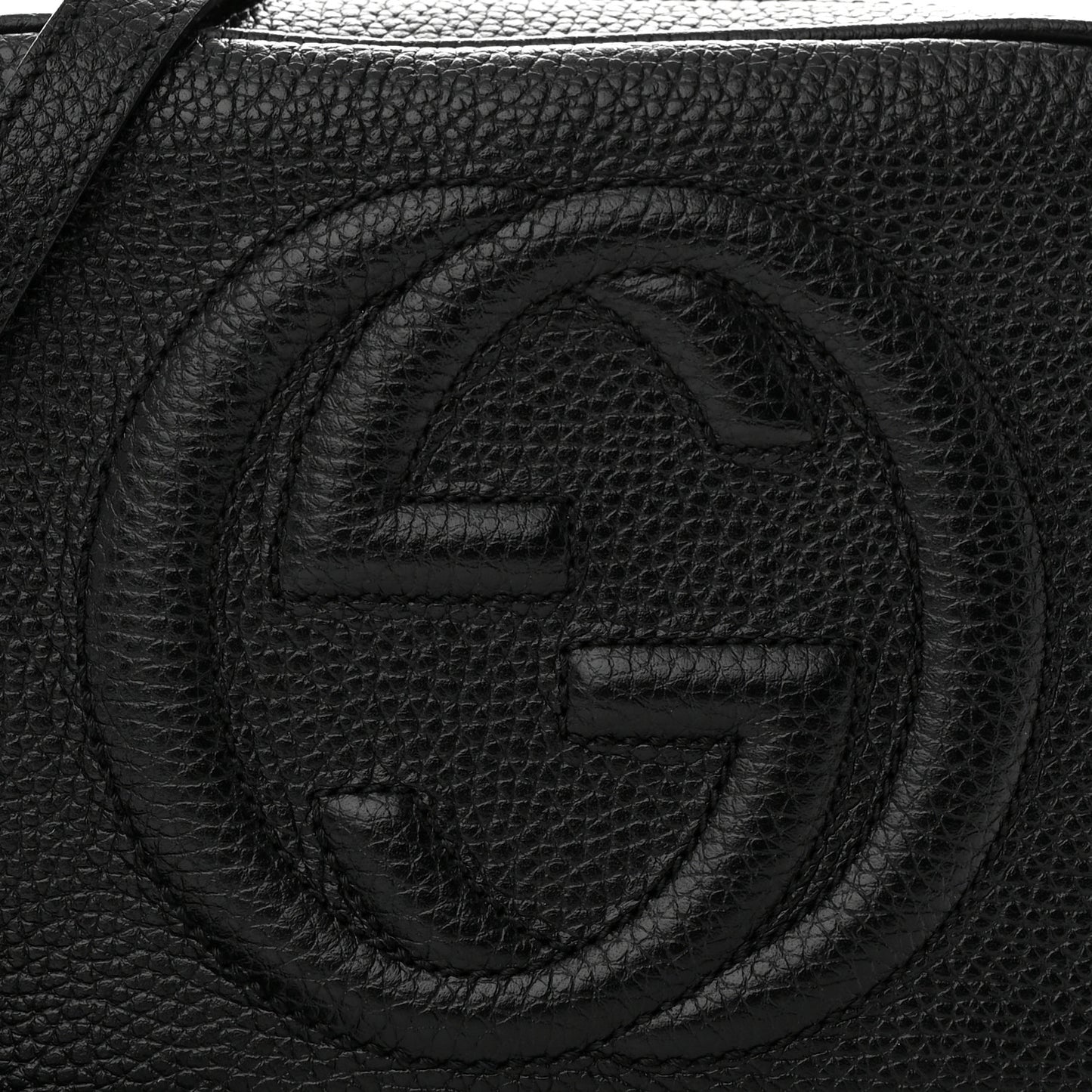 Pebbled Calfskin Small Soho Disco Bag Black