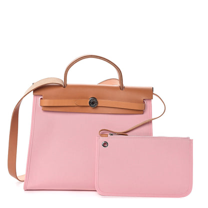 Hermes Vache Hunter Toile Herbag Zip 31 PM Rose Sakura 1 of 8