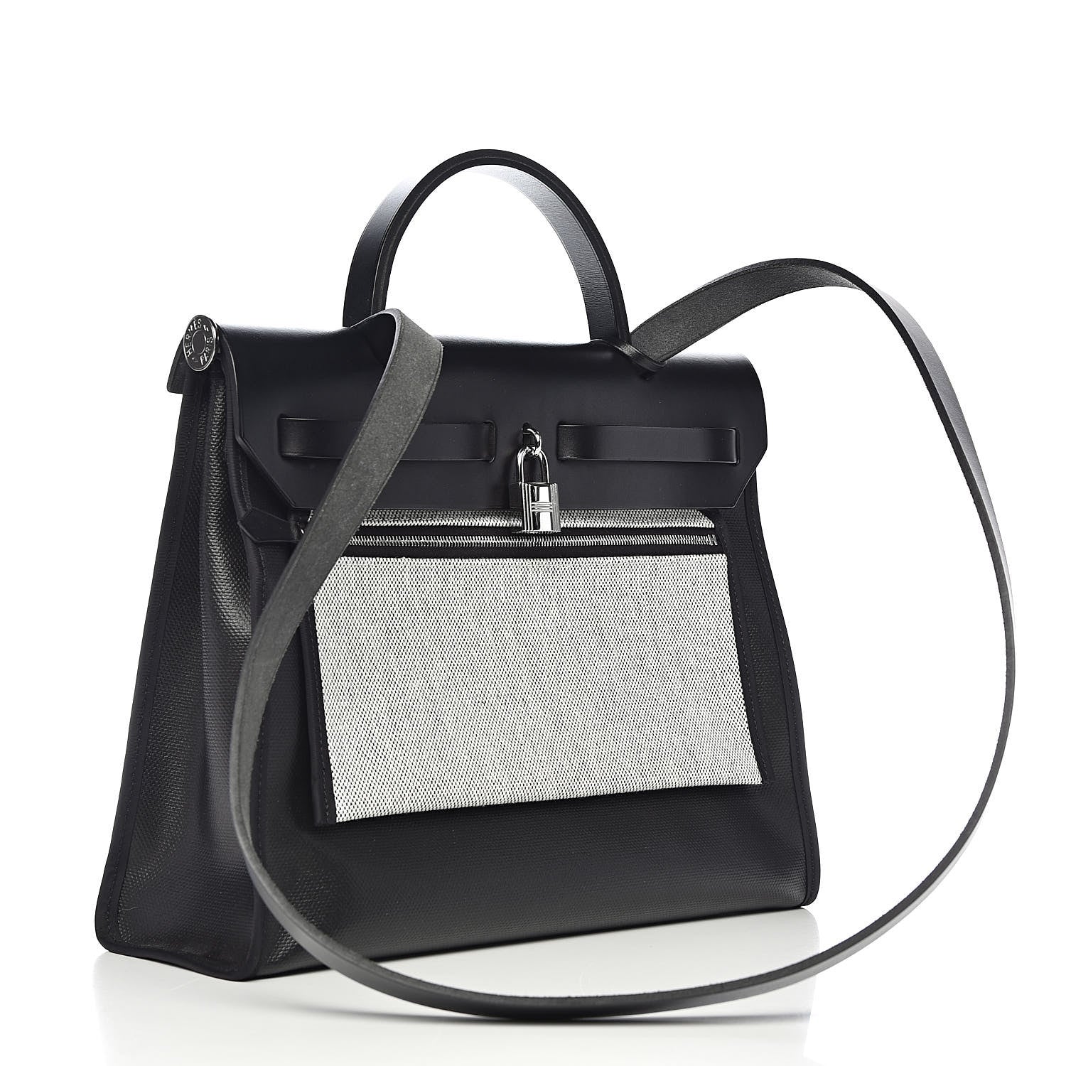 Hermes Toile H Berline Vache Hunter Herbag Zip PM 31 Black Ecru 4 of 14