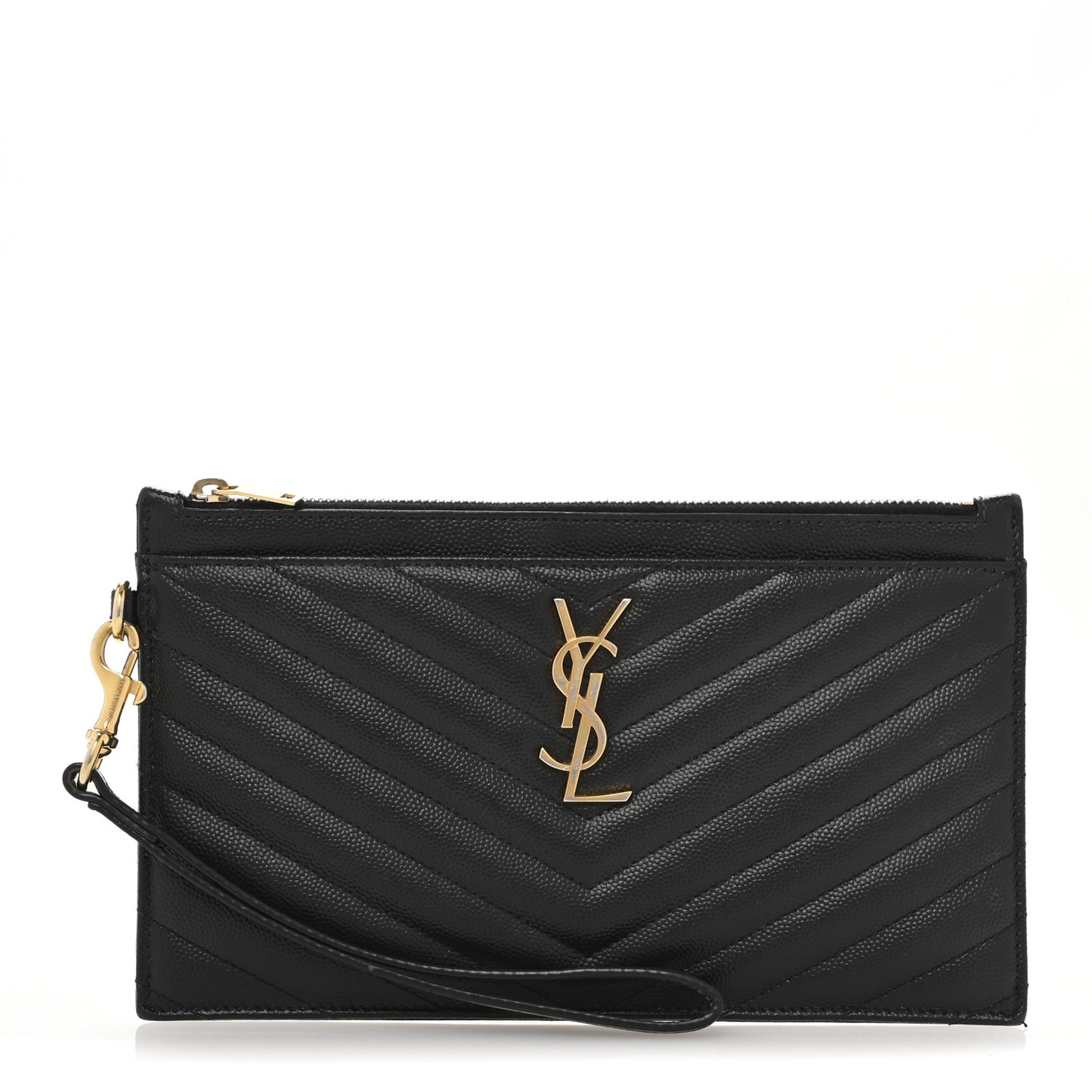 Grain De Poudre Chevron Monogram Large Bill Pouch Black