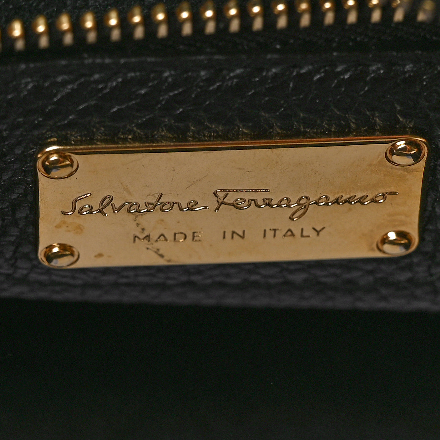 Salvatore Ferragamo SALVATORE FERRAGAMO Hammered Calfskin Double Handle Small Amy Tote Black 6 of 10