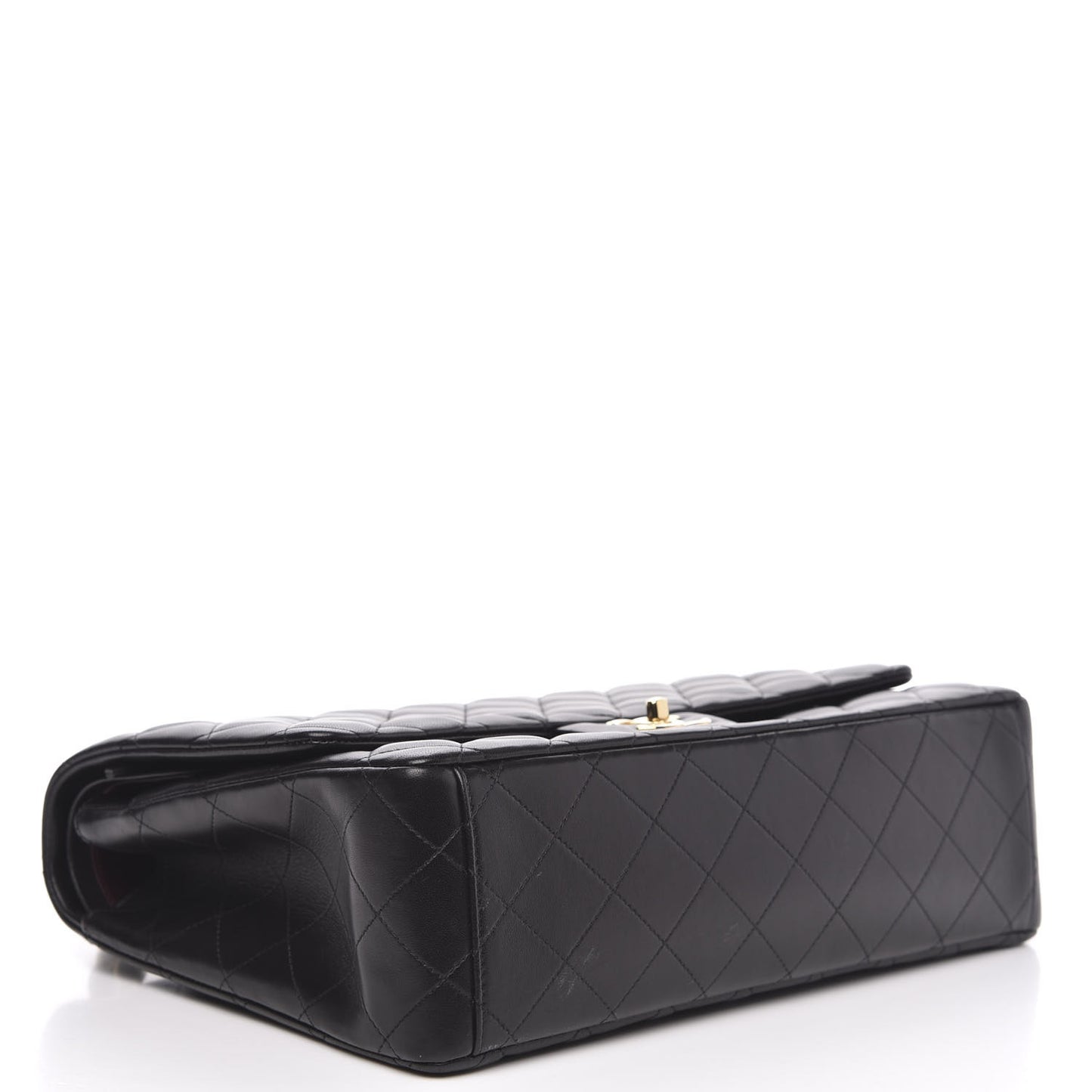 Lambskin Quilted Maxi Double Flap Black