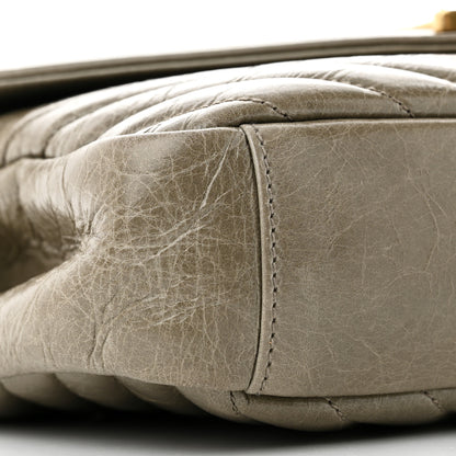 Saint Laurent Waxed Calfskin Matelasse Chevron Medium Monogram College Bag Fog Gray 10 of 12