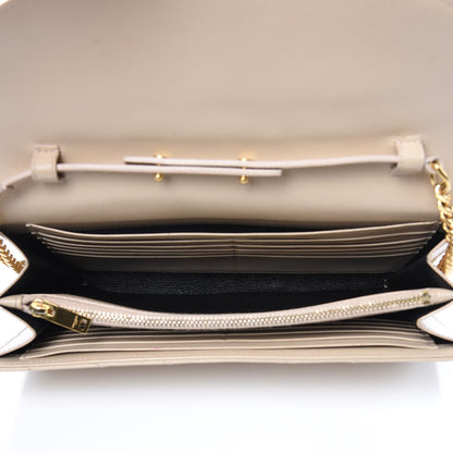 Saint Laurent Grain De Poudre Matelasse Chevron Monogram Chain Wallet Deep Beige 5 of 18