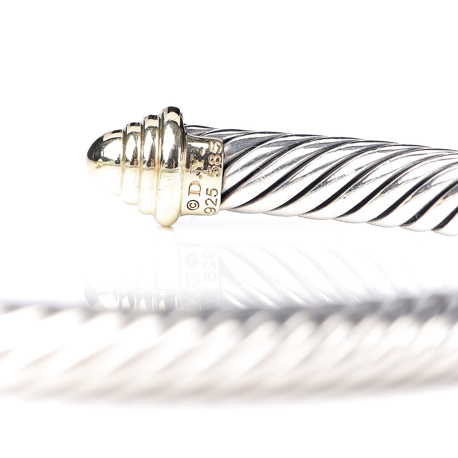 David Yurman Sterling Silver 14K Yellow Gold 5mm Cable Classics Bracelet 4 of 4