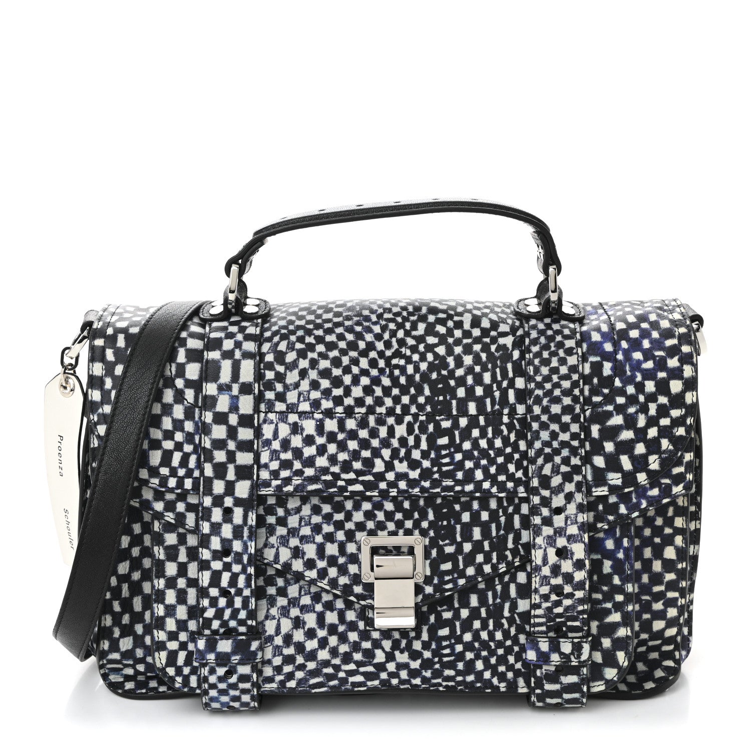 Proenza Schouler X HARMONY KORINE Calfskin PS1 Check Success Medium Satchel Blue 1 of 10