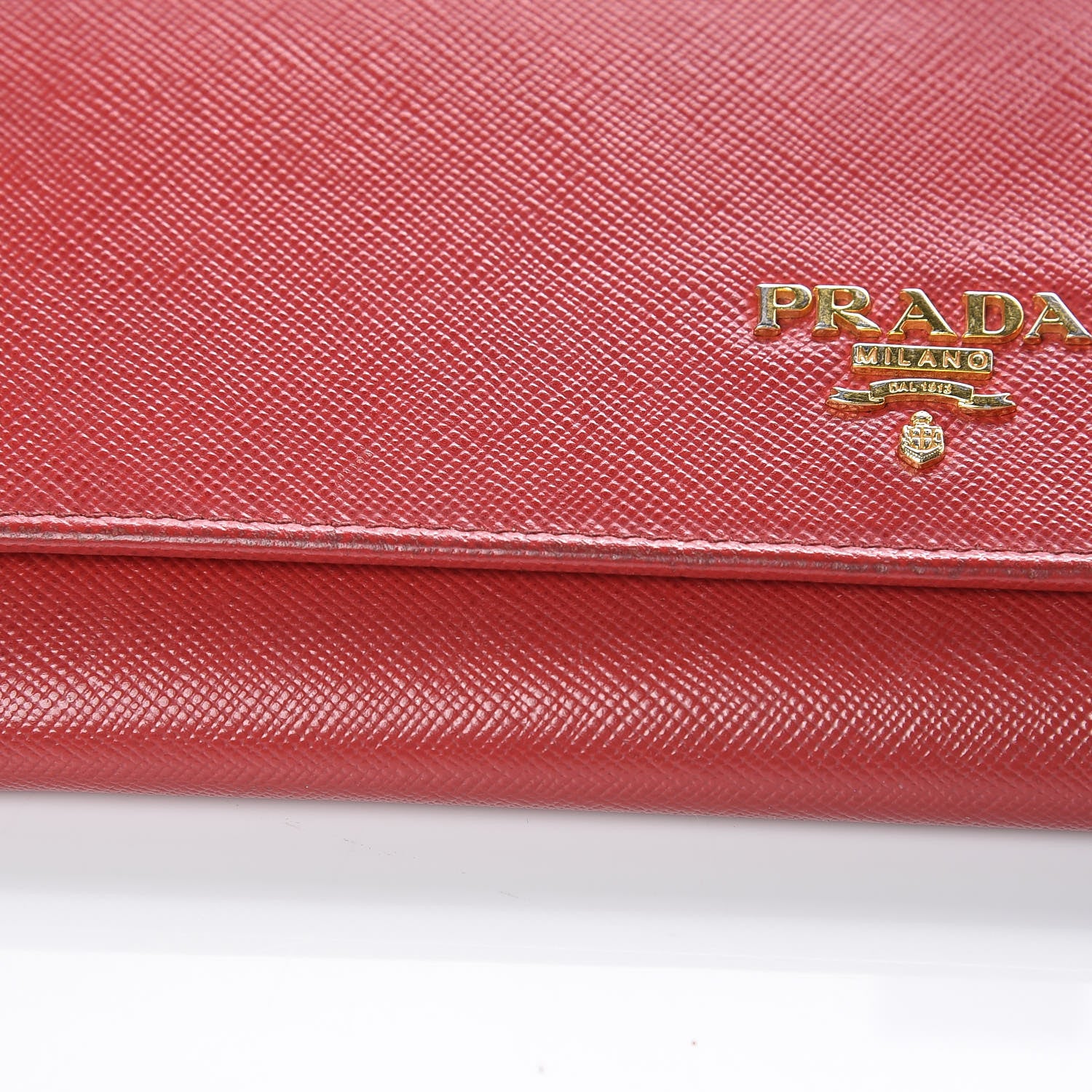 Prada Saffiano Metal Oro Chain Wallet Fuoco 18 of 21