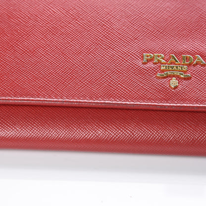 Prada Saffiano Metal Oro Chain Wallet Fuoco 18 of 21