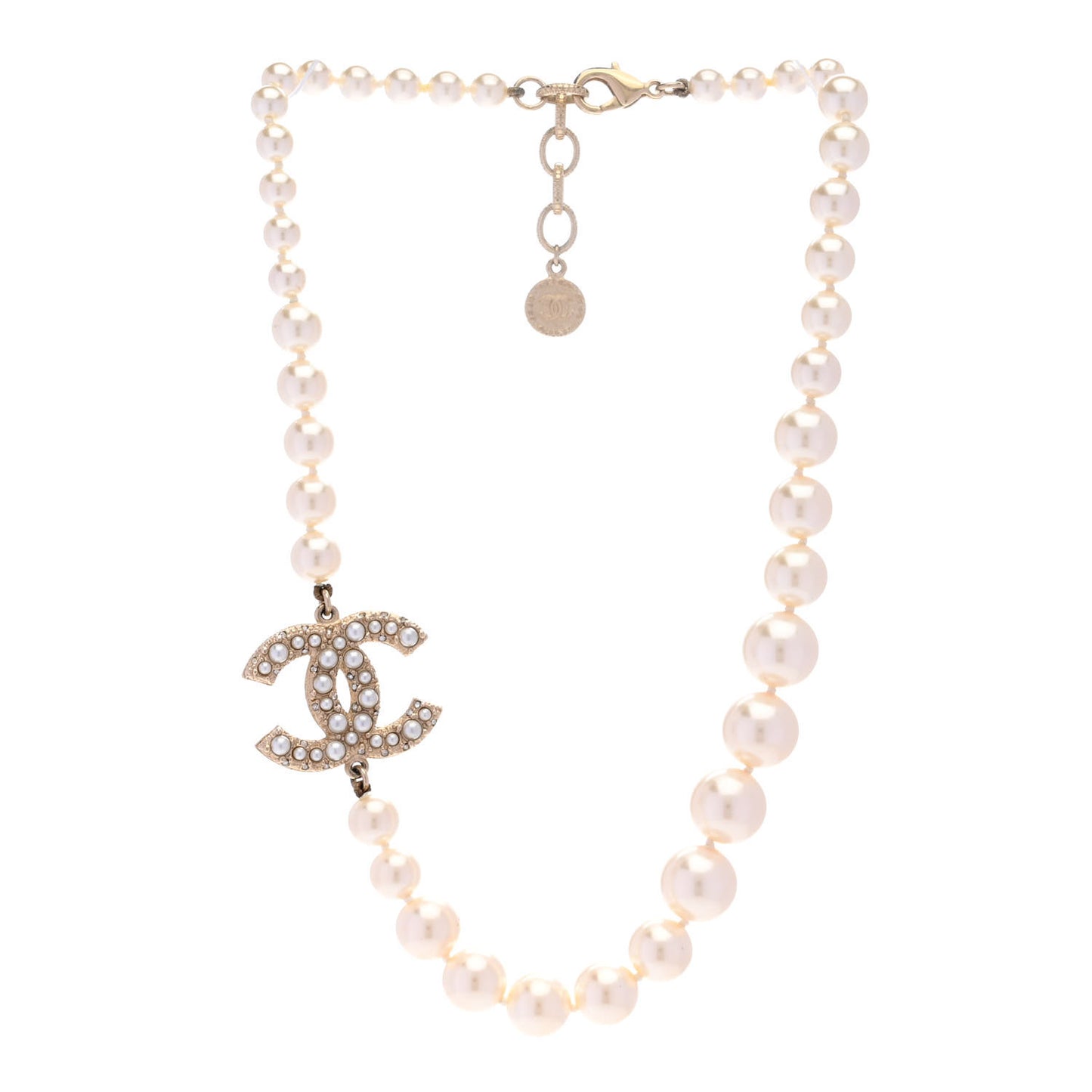 Pearl CC 100th Anniversary Necklace Light Gold