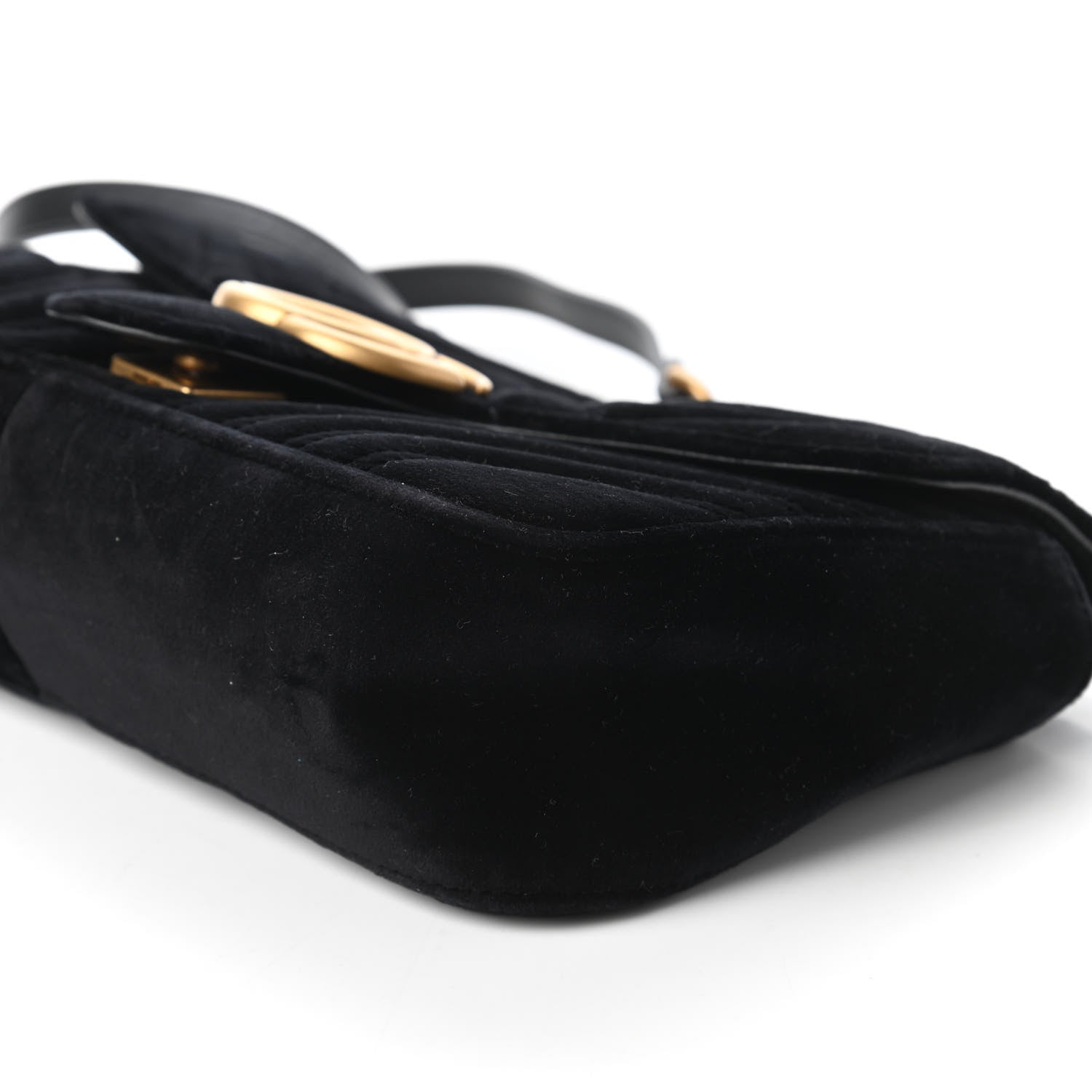 Gucci Velvet Matelasse Small GG Marmont Shoulder Bag Black 7 of 10