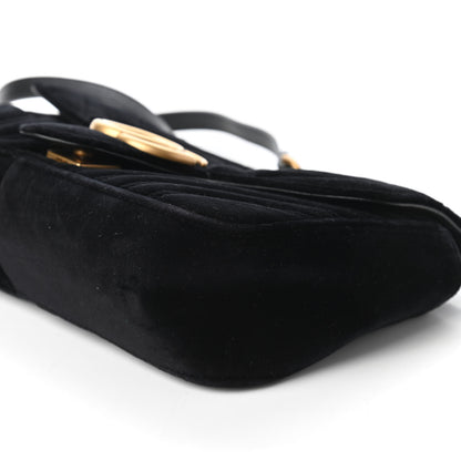 Gucci Velvet Matelasse Small GG Marmont Shoulder Bag Black 7 of 10